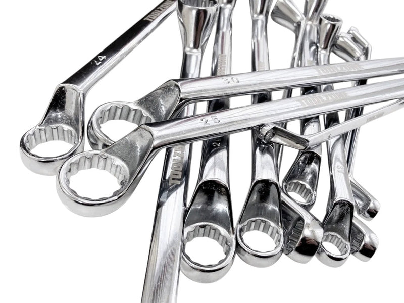 12pc Offset Ring Spanners Set Metric 6-32mm | Bi-Hexagonal 12 Point Wrenches | With Storage Roll