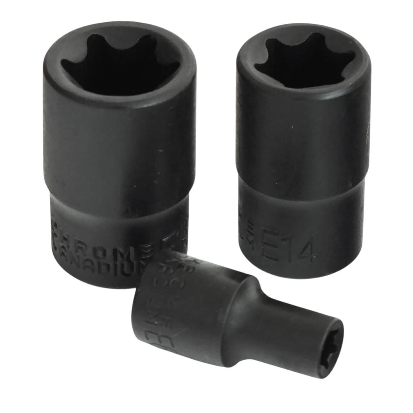 7pc Impact Torx Sockets Set Female Star + Rail | 1/4" 3/8" E6-E16 CRV Steel TX