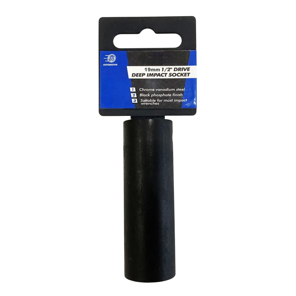 19mm 1/2in. Drive Deep Impact Socket | Chrome Vanadium Steel with Black Phosphate Finish