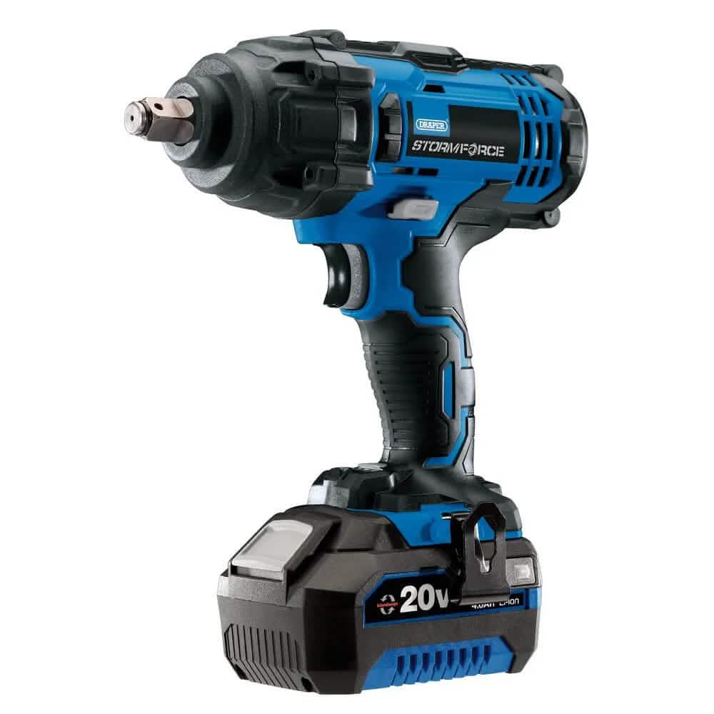 Draper Storm Force 20V Mid-Torque Impact Wrench, 1/2", 400Nm, 1 X 4.0Ah Battery, 1 X Charger 43785