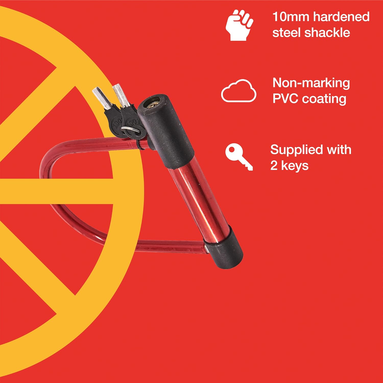 D-Shackle Bike Lock + 2.1m Steel Security Cable Bicycle | U-Shaped Padlock with 2 Keys