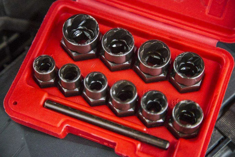 tooltime 10Pc Grip & Twist Sockets Locking Wheel Nut Remover Damaged Rounded Bolts