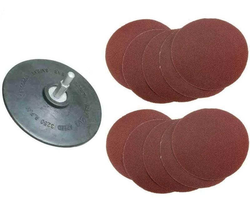 tooltime 125mm RUBBER BACKING PAD + 10 SANDING DISCS for drill
