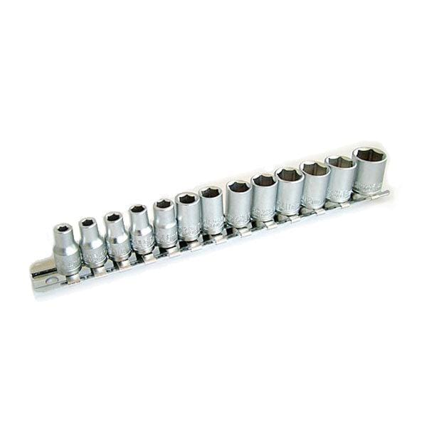 tooltime 14 Piece Chrome Vanadium 1/4" Drive Metric Socket Set On Rail