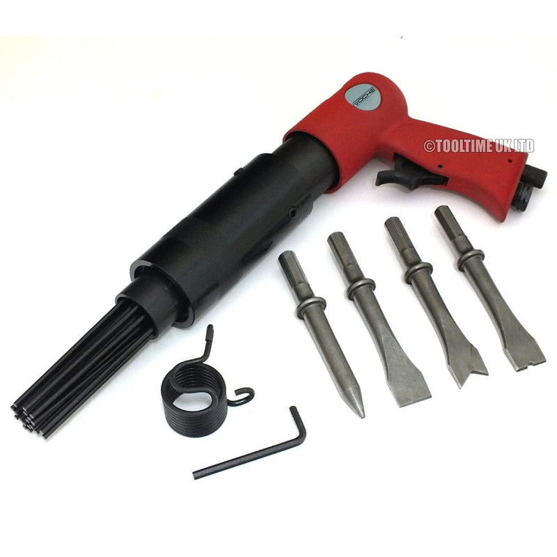 tooltime 150Mm Air Hammer Drill Gun With 4 X Chisels + Needle Descaler Paint Rust Remover