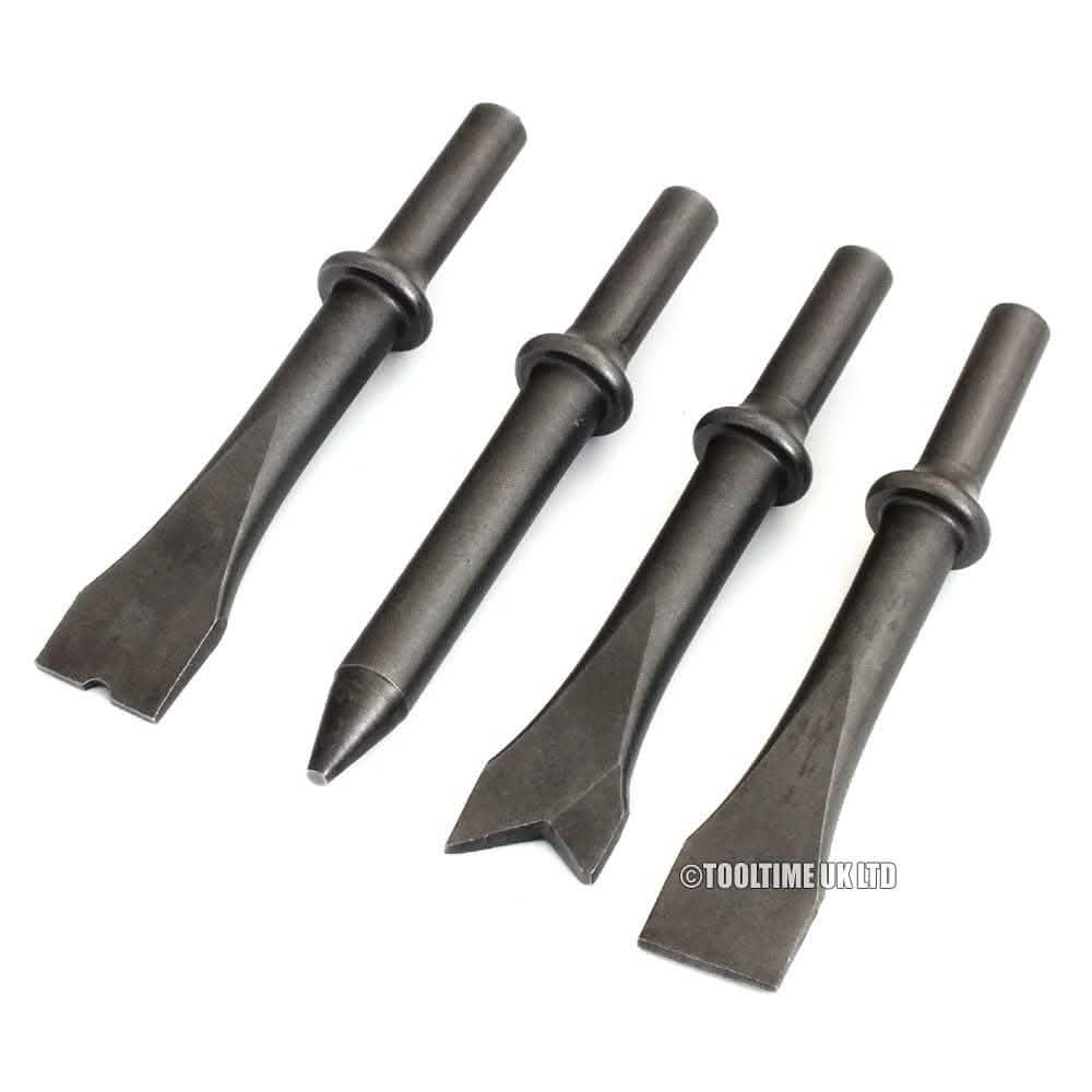 tooltime 150Mm Air Hammer Drill Gun With 4 X Chisels + Needle Descaler Paint Rust Remover