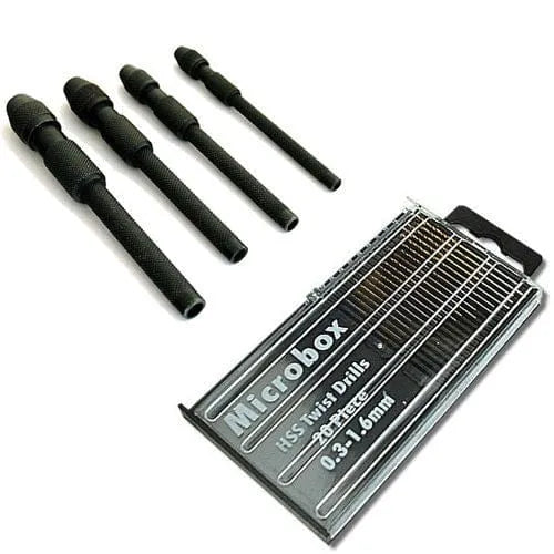 tooltime 20Pc Micro Hss Drills + 4Pc Pin Vice Jewellery Making Watch Repair Model Craft