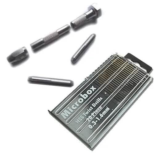 tooltime 20Pc Micro Hss Mini Twist Drills + Swivel Head Pin Vice Jewellery Watchmaking