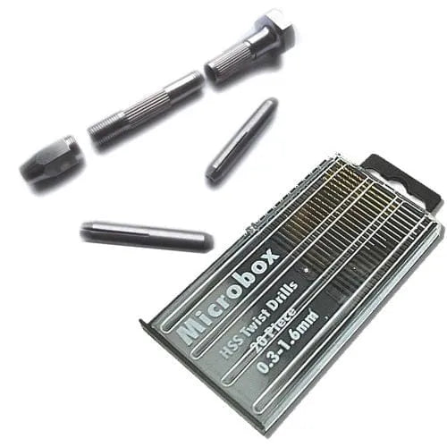 tooltime 20Pc Micro Hss Mini Twist Drills + Swivel Head Pin Vice Jewellery Watchmaking