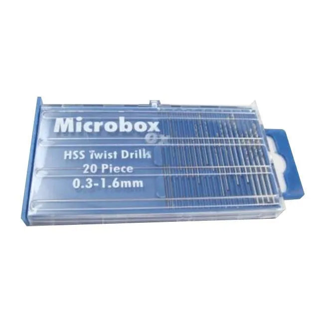 tooltime 20Pc Microbox Of Precision Hss Drill Bits 0.3Mm To 1.6Mm