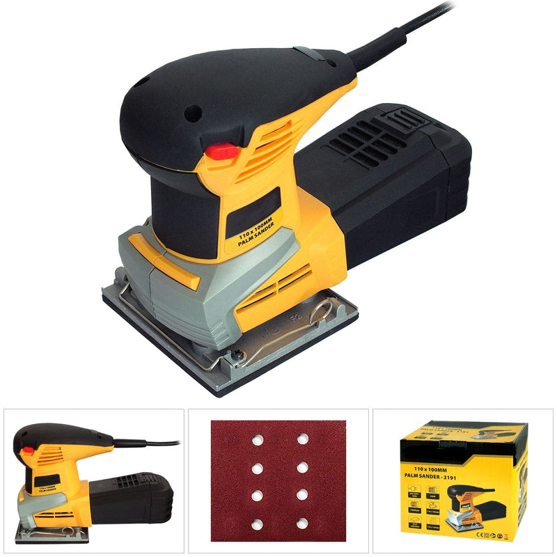 tooltime 240W ELECTRIC 1/4 SHEET MOUSE PALM SANDER + DUST COLLECTION BOX & SANDING SHEET