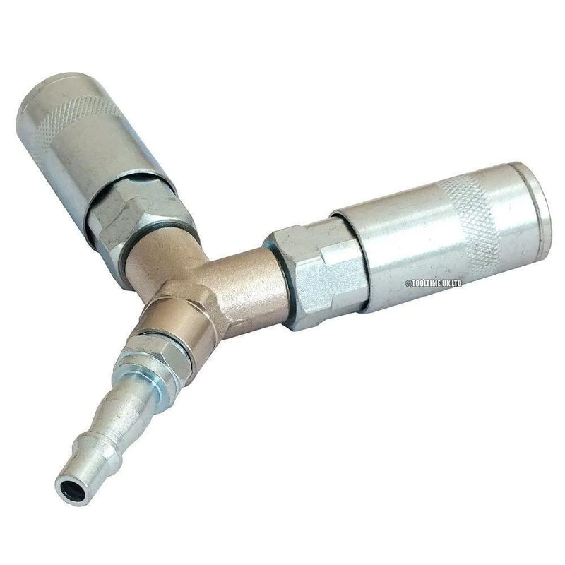 tooltime 3 Way Quick Release 1/4" Bsp Air Line Hose Y Splitter Connector Airline Coupling