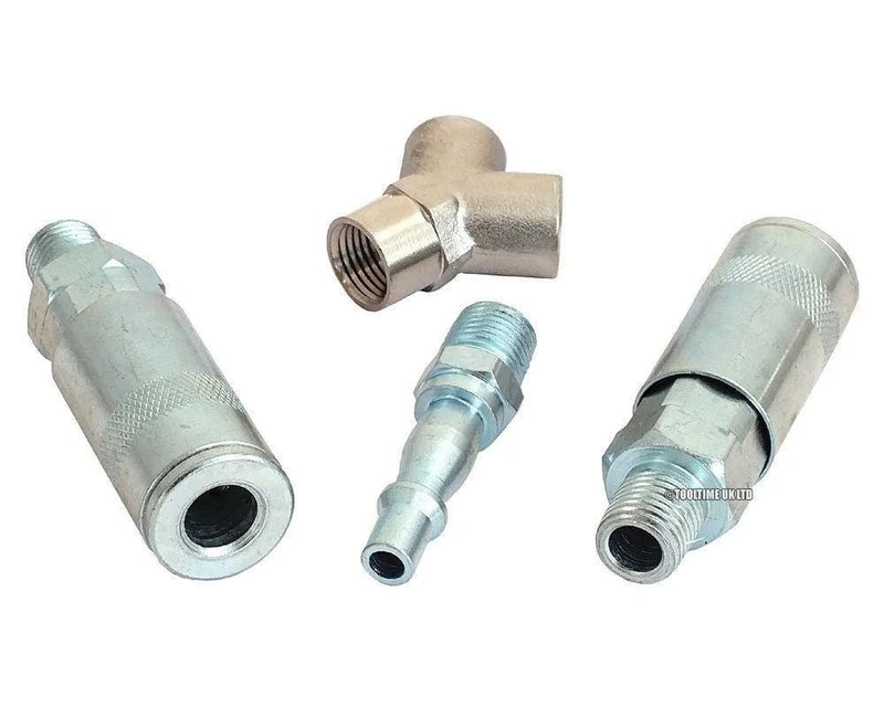 tooltime 3 Way Quick Release 1/4" Bsp Air Line Hose Y Splitter Connector Airline Coupling
