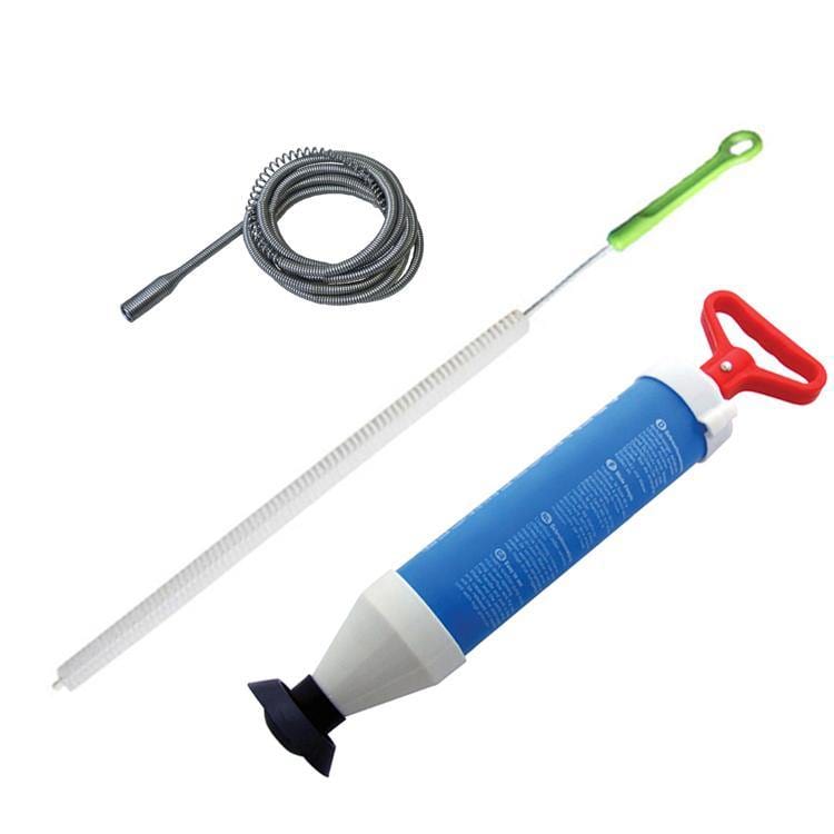 tooltime 3Pc Drain Pipe Sink Unblocking Tool Set - Suction Plunger + Brush + Drain Snake