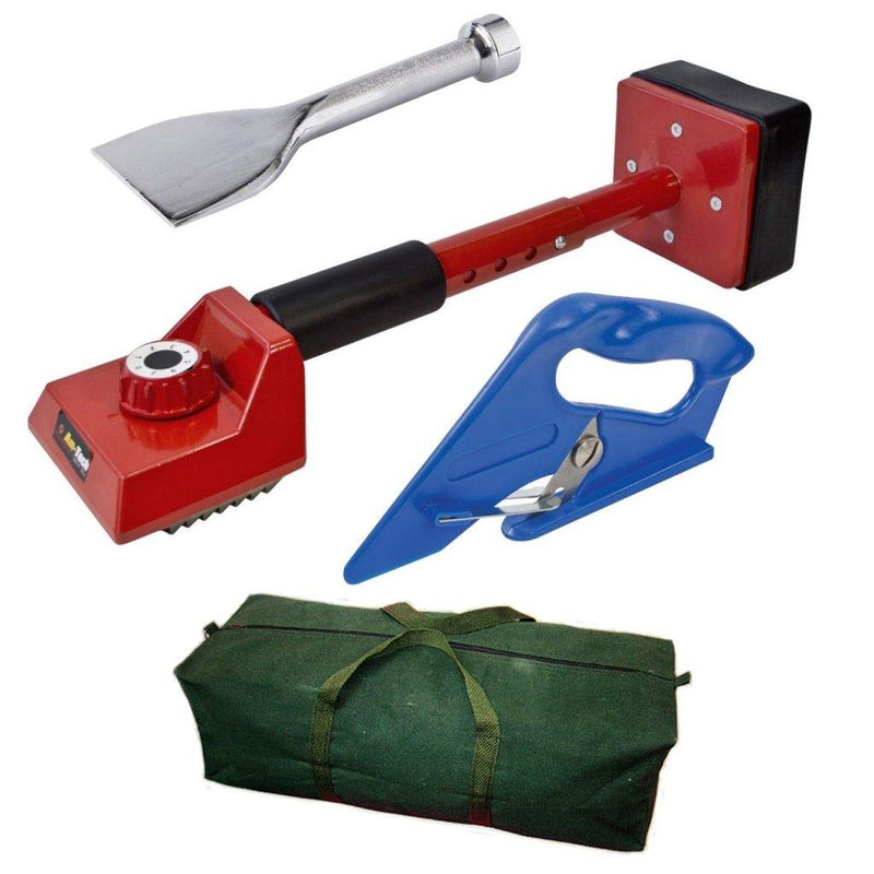 tooltime 4Pc Carpet Fitting Tool Kit - Red Knee Kicker / Bolster / Cutter / Canvas Bag