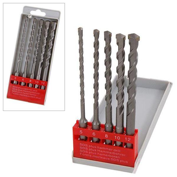tooltime 5Pc Sds+ Hammer Drill Bit Set 5Mm-12Mm Carbide Tipped Sds Plus Masonry Bits