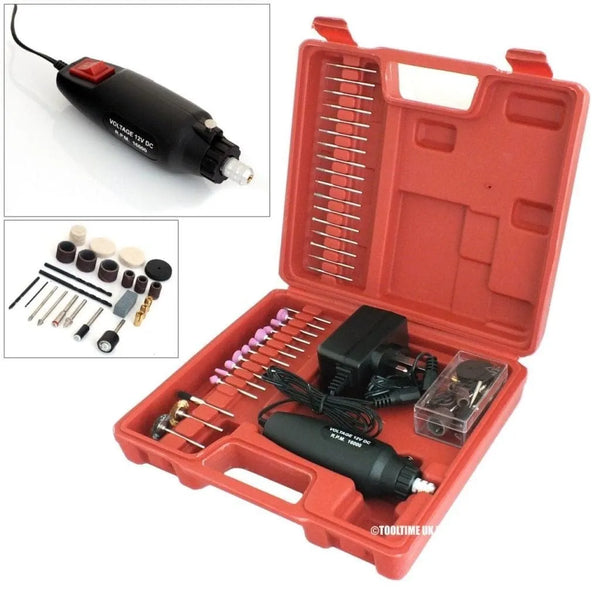 Mini Rotary Drill 60Pc 240V Grinder Hobby Tool + Carry Case + Accessories Voche® - tooltime.co.uk