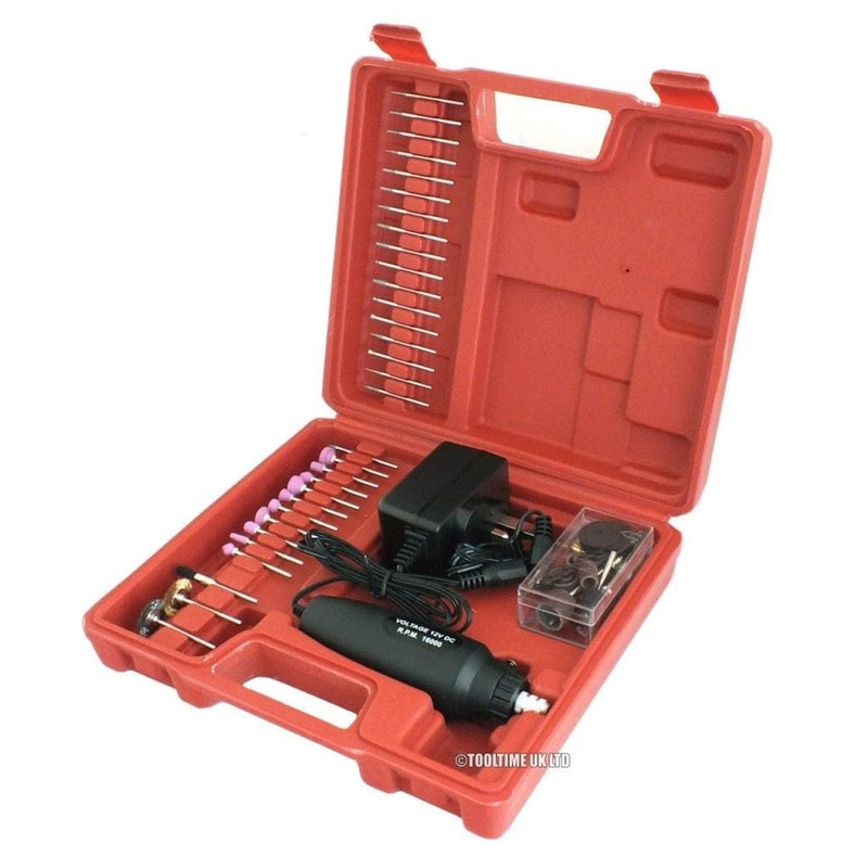 tooltime 60Pc 240V Hobby Rotary Mini Tool Drill Grinder + Carry Case + Accessories
