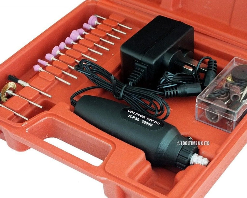 tooltime 60Pc 240V Hobby Rotary Mini Tool Drill Grinder + Carry Case + Accessories