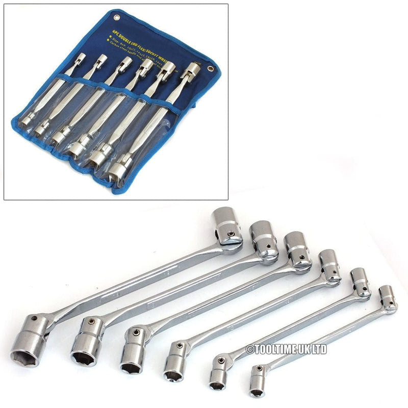 tooltime 6Pc Flexi Flexible Dual Head Double Ended Socket Spanners Wrenches Set 8Mm-19Mm