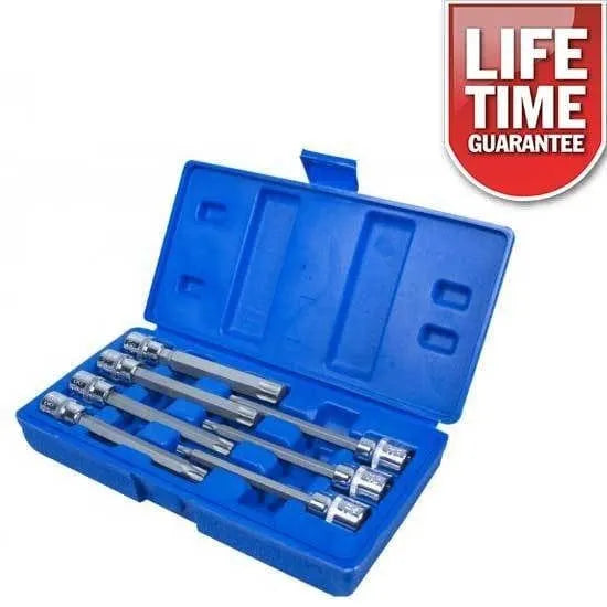 tooltime 7PC 3/8" DR EXTRA LONG TORX STAR BIT CRV SOCKET SET + CASE **LIFETIME WARRANTY**