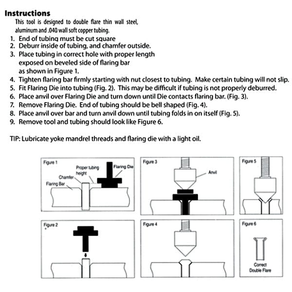 tooltime 7PC IMPERIAL COPPER BRAKE PIPE ALUMINIUM TUBING DOUBLE & SINGLE FLARING TOOL SET