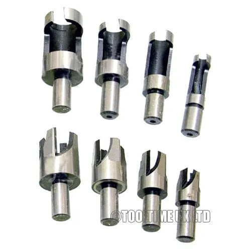 tooltime 8 PCE WOOD PLUG HOLE CUTTER SET DOWEL MAKER CUTTING TOOLS 10mm SHANK DRILL BITS