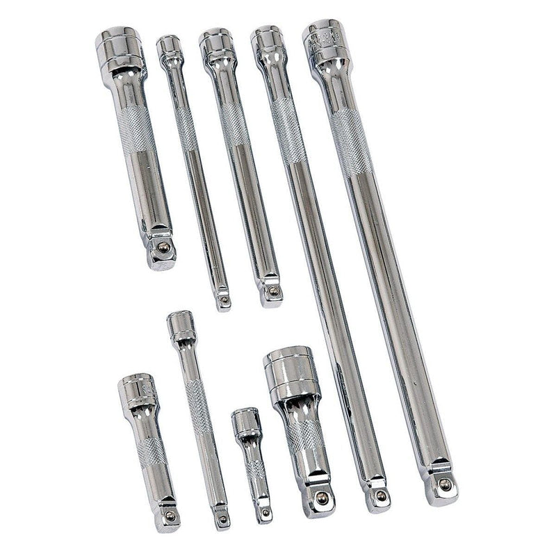 tooltime 9Pce Crv Wobble Extension Bar Tool Set For 1/4" 3/8" 1/2" Dr. Sockets 50Mm-250Mm