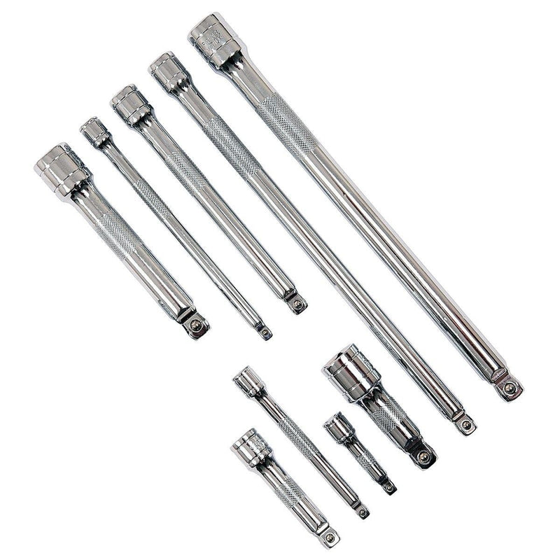 tooltime 9Pce Crv Wobble Extension Bar Tool Set For 1/4" 3/8" 1/2" Dr. Sockets 50Mm-250Mm