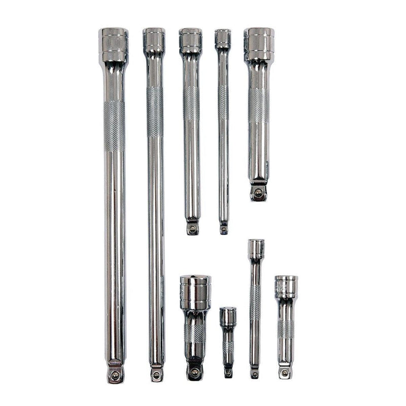 tooltime 9Pce Crv Wobble Extension Bar Tool Set For 1/4" 3/8" 1/2" Dr. Sockets 50Mm-250Mm