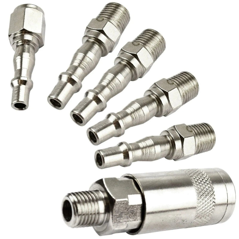 AIR LINE HOSE COMPRESSOR FITTING CONNECTOR QUICK RELEASE SET MALE 1/4 - tooltime.co.uk