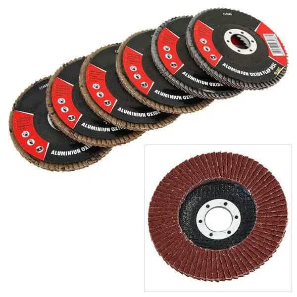 tooltime Angle Grinder Discs Flap Discs Assorted Grit Aluminium Oxide 6Pc For 115Mm 4-1/2" Angle Grinders