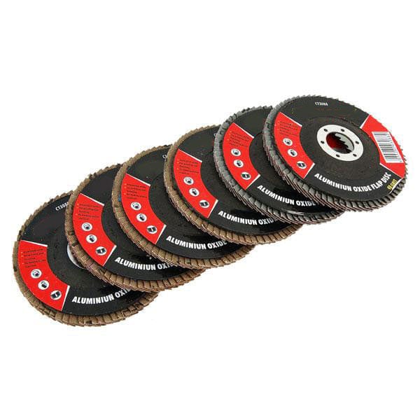 tooltime Angle Grinder Discs Flap Discs Assorted Grit Aluminium Oxide 6Pc For 115Mm 4-1/2" Angle Grinders