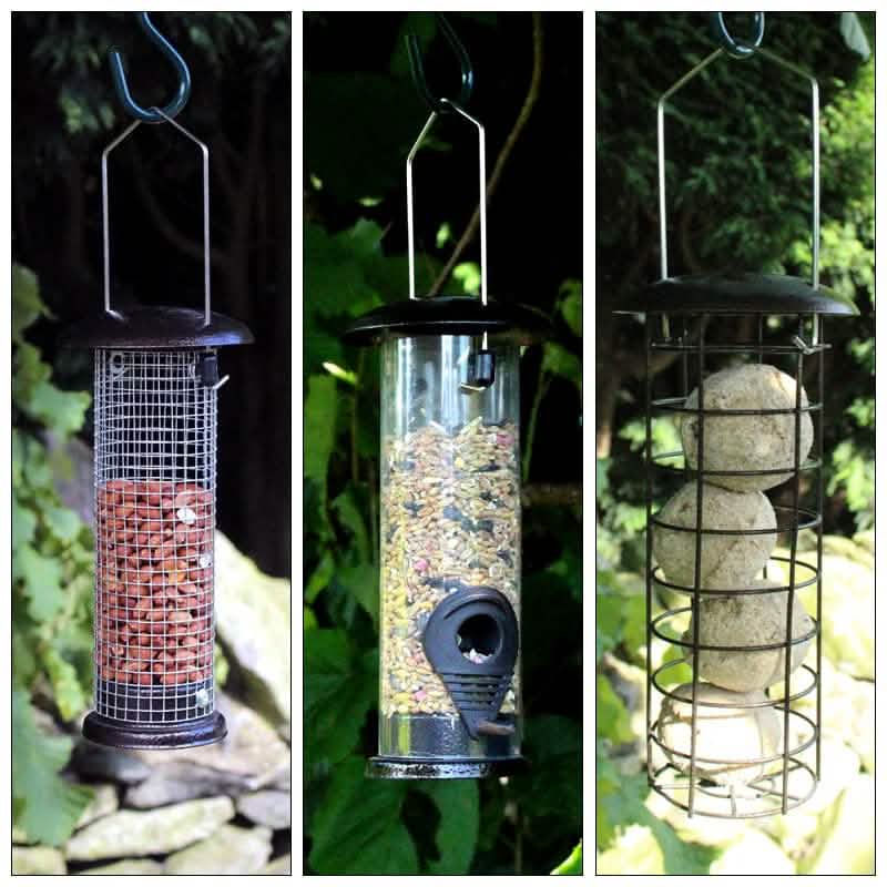 tooltime Bird Feeders Hanging Bird Feeders Seeds Peanuts Suet Fat Balls Wild Garden Outdoor Set of 3