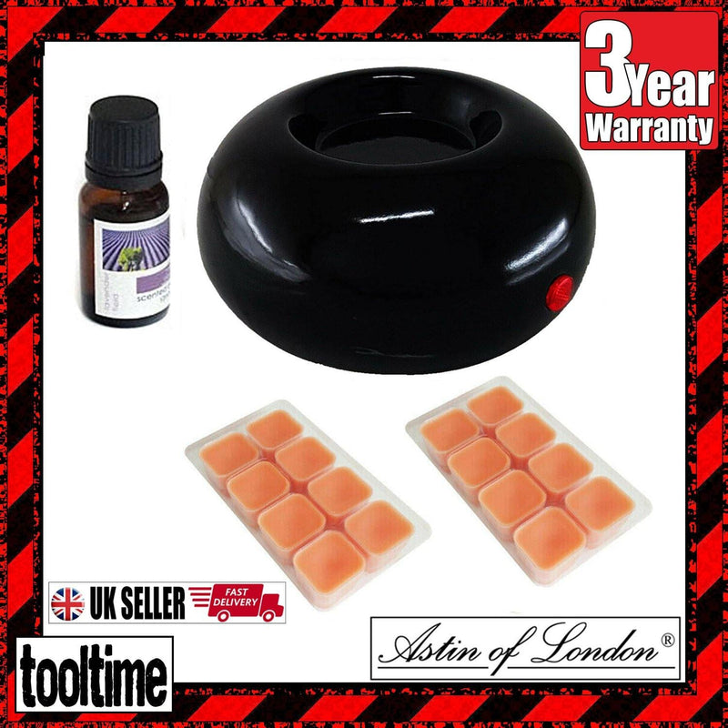 tooltime Black Wax Melter Ceramic Electric Aroma Fragrance Diffuser Oil Burner + 16 Melts