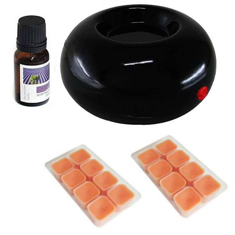 tooltime Black Wax Melter Ceramic Electric Aroma Fragrance Diffuser Oil Burner + 16 Melts