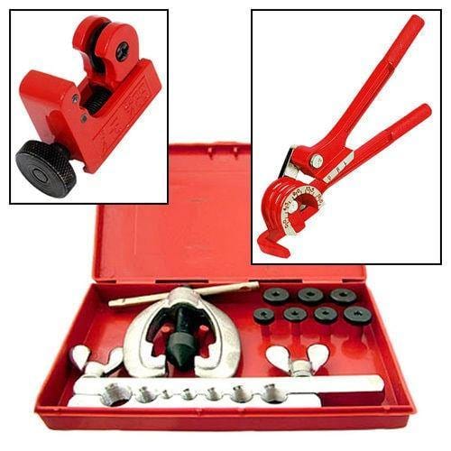 tooltime Brake Fuel Pipe Repair Tool - Metric/Af Flaring Kit + Mini Bender + Tube Cutter