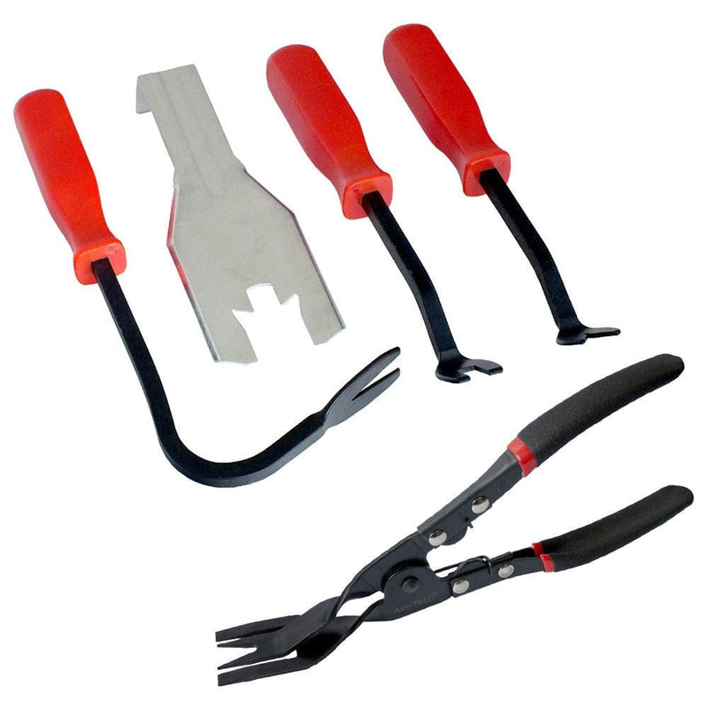 tooltime car body trim tools 5PC CAR DOOR PANEL TRIM CLIP REMOVAL PLIERS & UPHOLSTERY REMOVER PRY BAR TOOLS