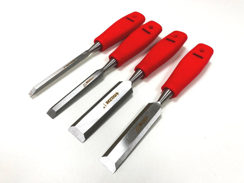 tooltime Chisel Wood Chisel Set Woodworking Bevel Edge Hand Carpentry 4PC - 1/4 1/2 3/4 1"