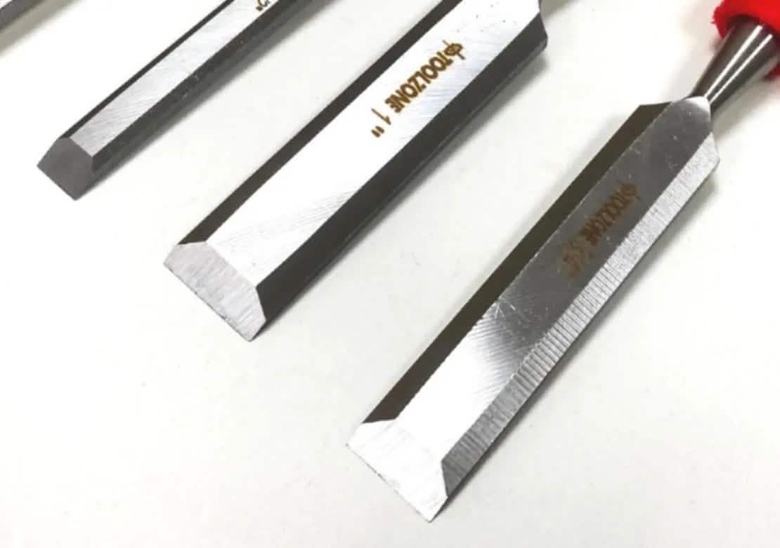 tooltime Chisel Wood Chisel Set Woodworking Bevel Edge Hand Carpentry 4PC - 1/4 1/2 3/4 1"
