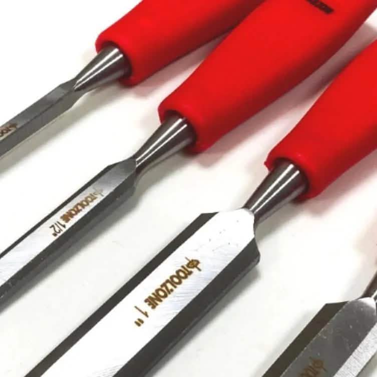 tooltime Chisel Wood Chisel Set Woodworking Bevel Edge Hand Carpentry 4PC - 1/4 1/2 3/4 1"