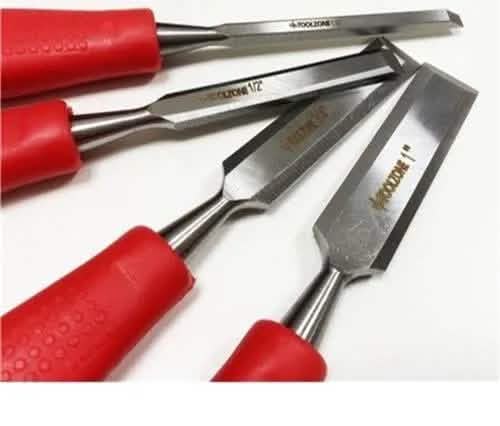 tooltime Chisel Wood Chisel Set Woodworking Bevel Edge Hand Carpentry 4PC - 1/4 1/2 3/4 1"