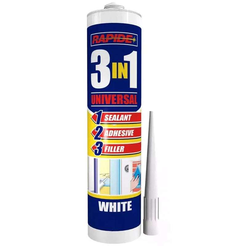 tooltime.co.uk 3-in-1 Sealant, Adhesive and Filler 6 x Rapide Universal 3-in-1 Sealant Adhesive and Filler | White - 260ml Cartridges