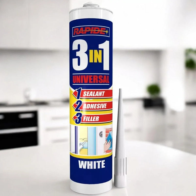 tooltime.co.uk 3-in-1 Sealant, Adhesive and Filler 6 x Rapide Universal 3-in-1 Sealant Adhesive and Filler | White - 260ml Cartridges