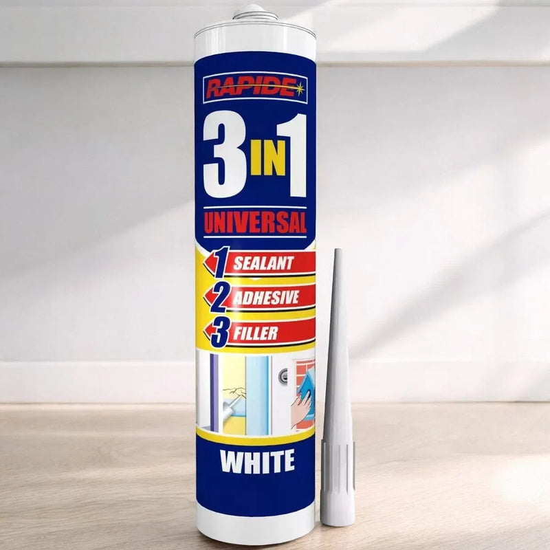 tooltime.co.uk 3-in-1 Sealant, Adhesive and Filler 6 x Rapide Universal 3-in-1 Sealant Adhesive and Filler | White - 260ml Cartridges
