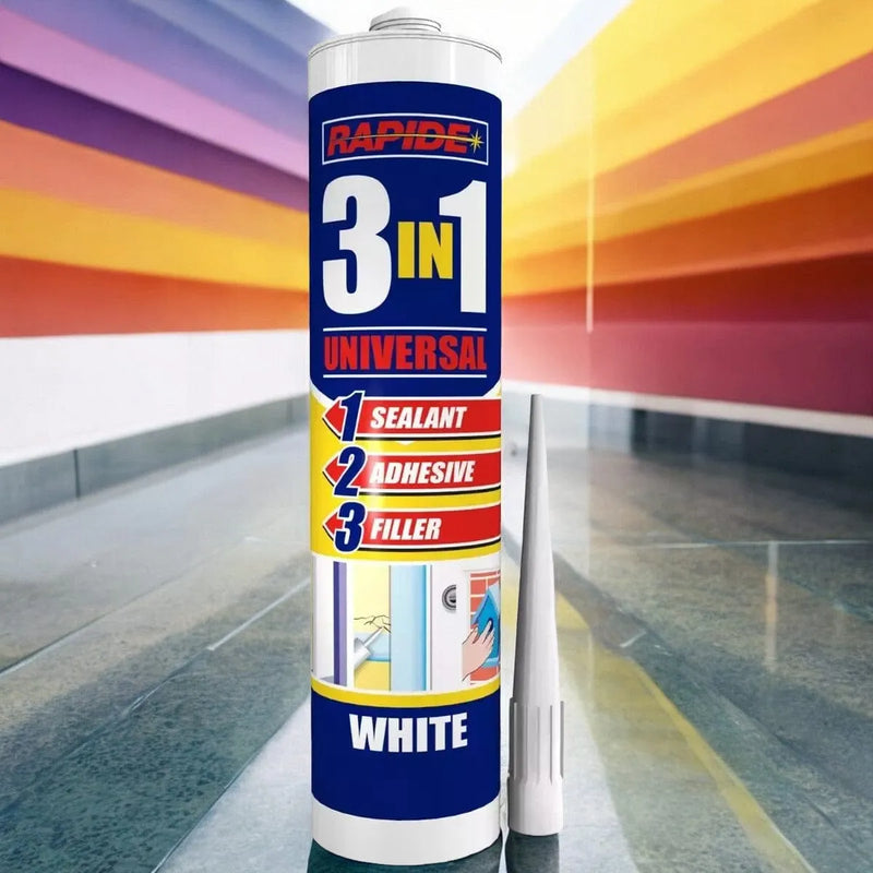 tooltime.co.uk 3-in-1 Sealant, Adhesive and Filler 6 x Rapide Universal 3-in-1 Sealant Adhesive and Filler | White - 260ml Cartridges