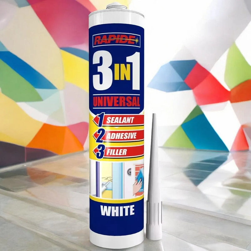 tooltime.co.uk 3-in-1 Sealant, Adhesive and Filler 6 x Rapide Universal 3-in-1 Sealant Adhesive and Filler | White - 260ml Cartridges