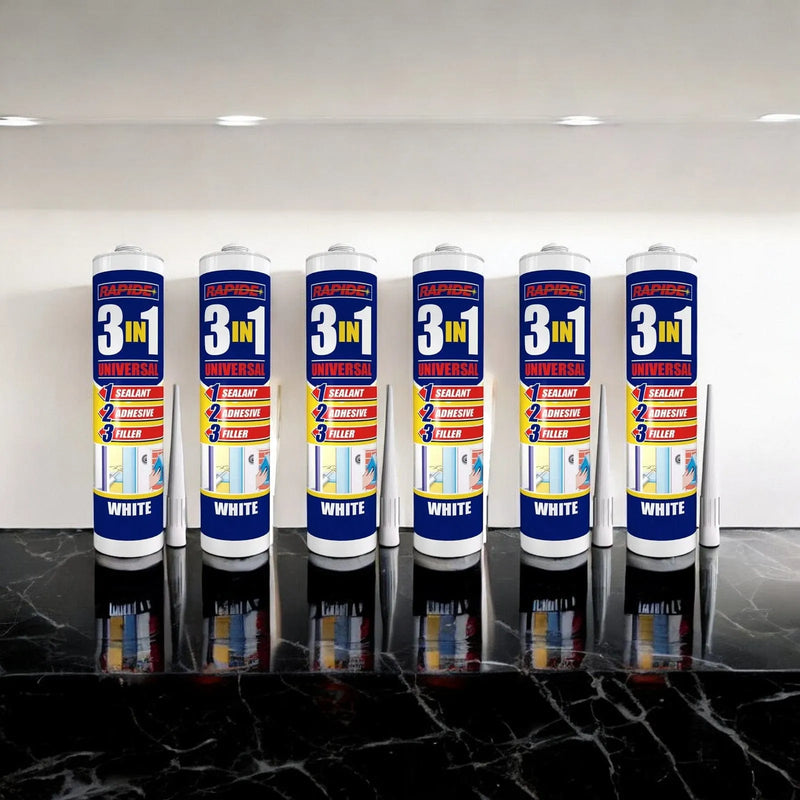 tooltime.co.uk 3-in-1 Sealant, Adhesive and Filler 6 x Rapide Universal 3-in-1 Sealant Adhesive and Filler | White - 260ml Cartridges
