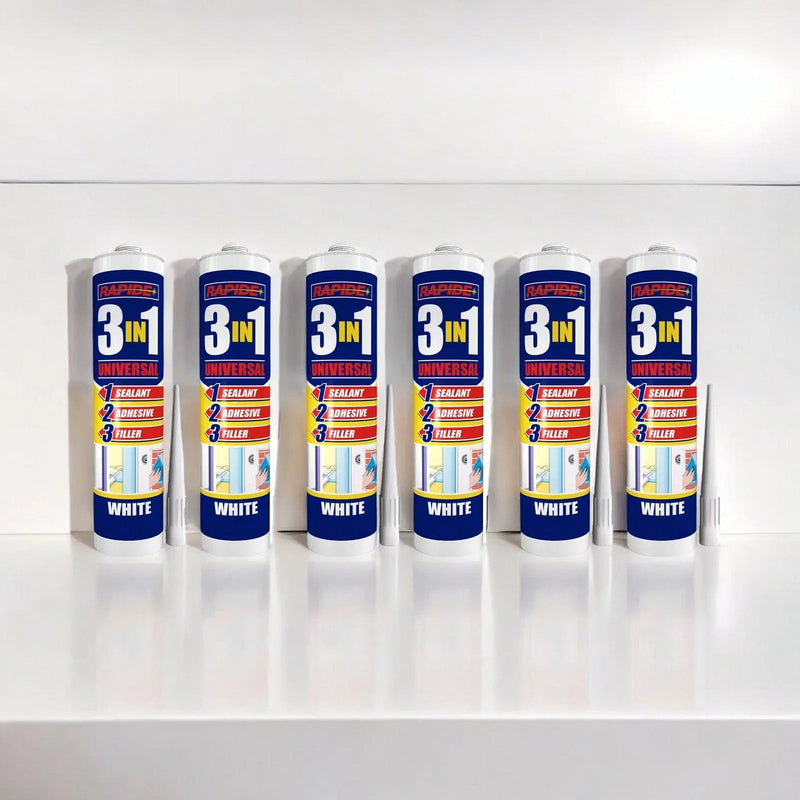 tooltime.co.uk 3-in-1 Sealant, Adhesive and Filler 6 x Rapide Universal 3-in-1 Sealant Adhesive and Filler | White - 260ml Cartridges
