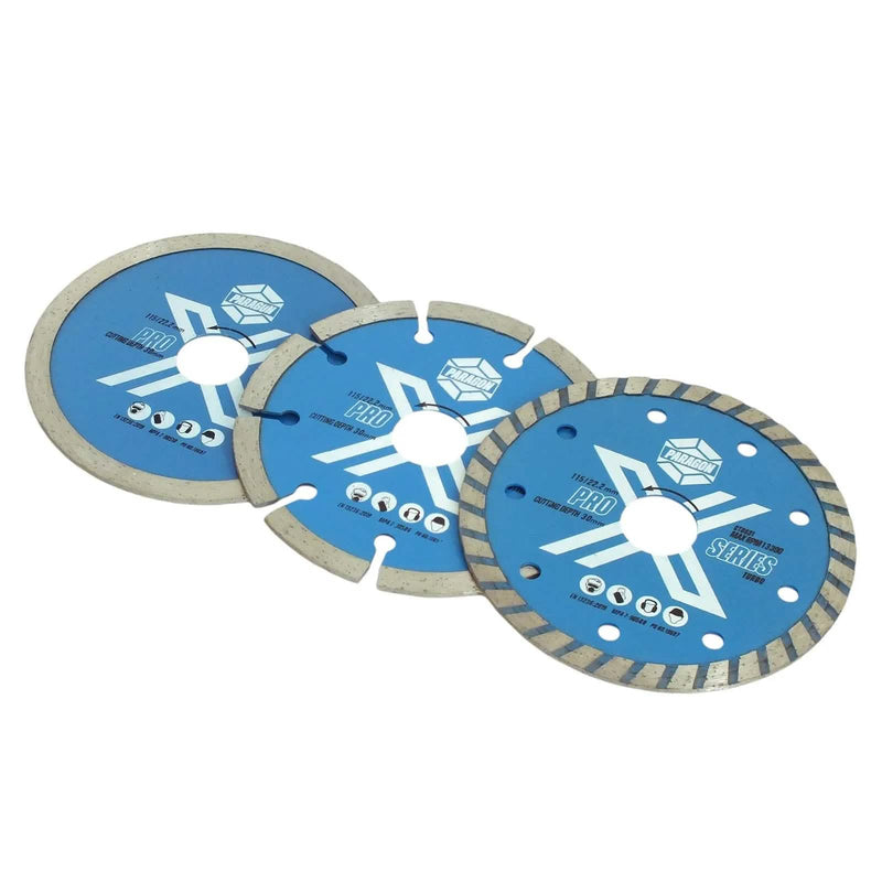 tooltime.co.uk 3 Pack Diamond Cutting Discs 115mm 4.5" Angle Grinder Masonry Stone 22.2mm Bore